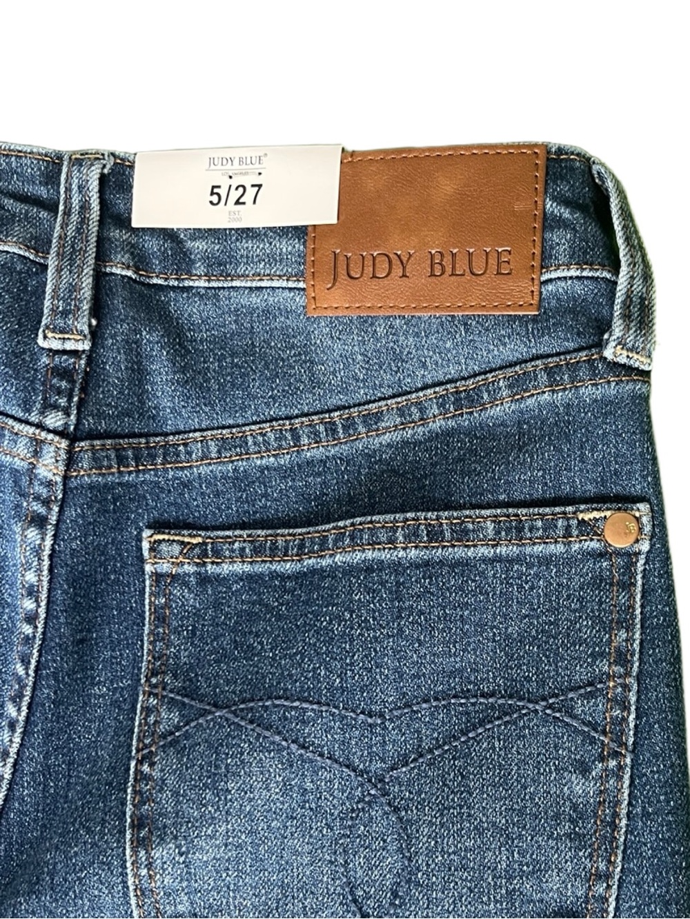 NEW Judy Blue Jeans Retro Wide High Waist Dark Blue Denim Womens Size 5/27 - Picture 7 of 10